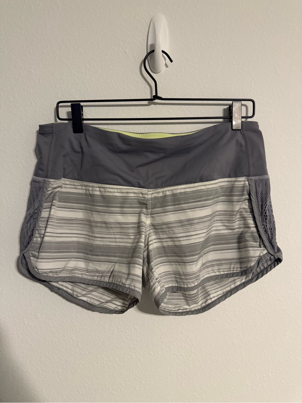 lululemon athletica Gray and White Striped Athletic Shorts